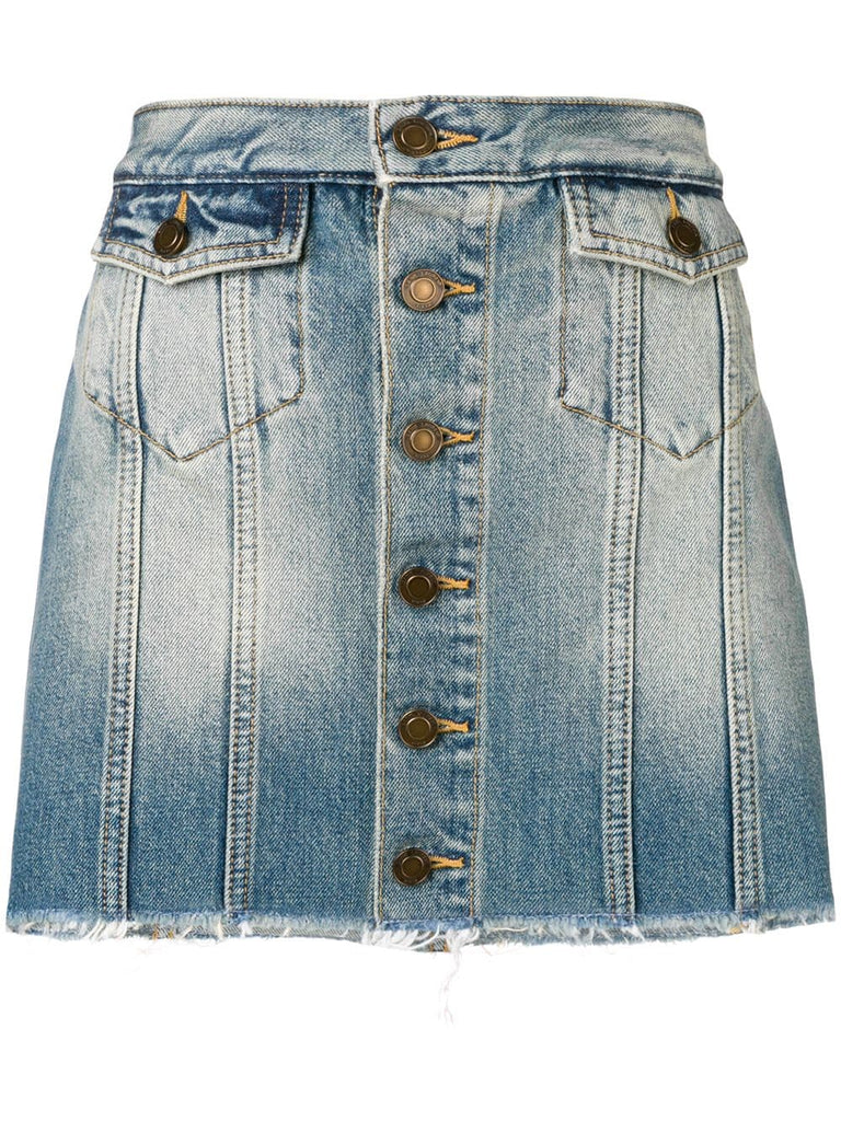 buttoned denim mini skirt