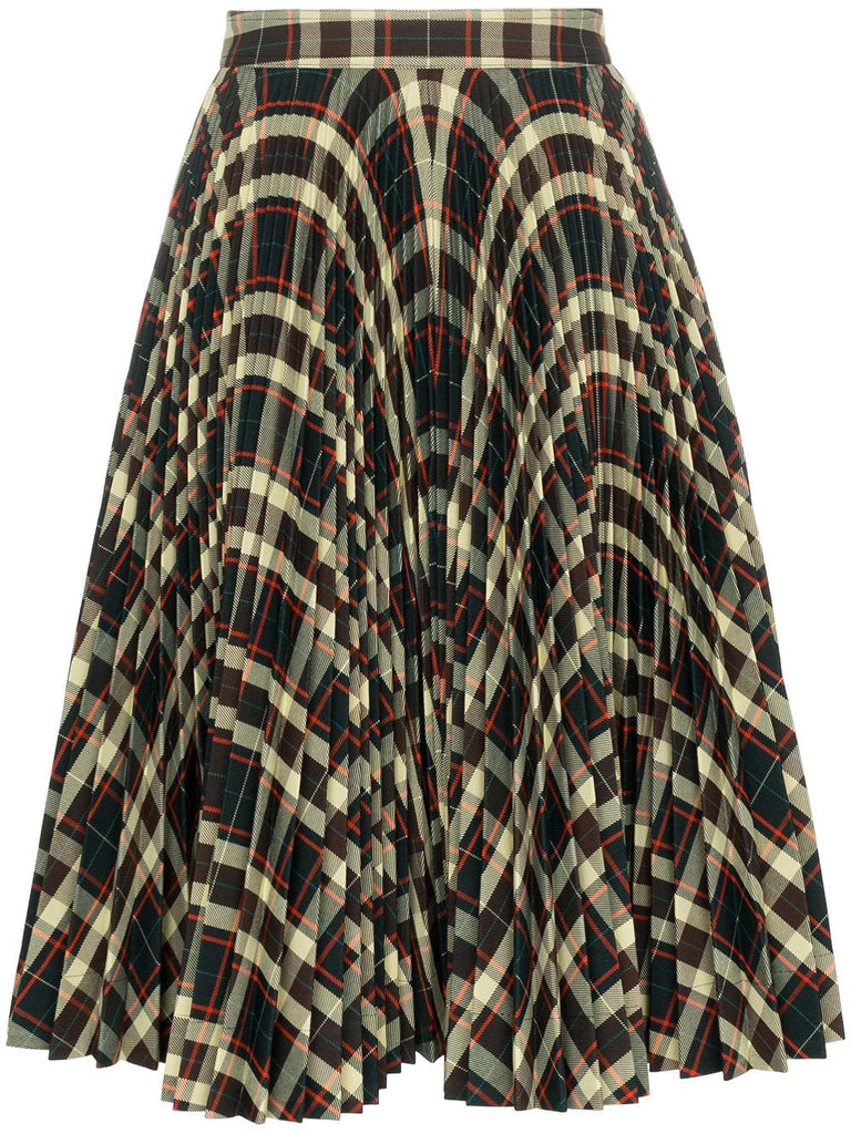 high waisted check pleated skirt