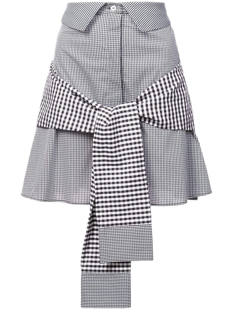 front tie gingham skirt