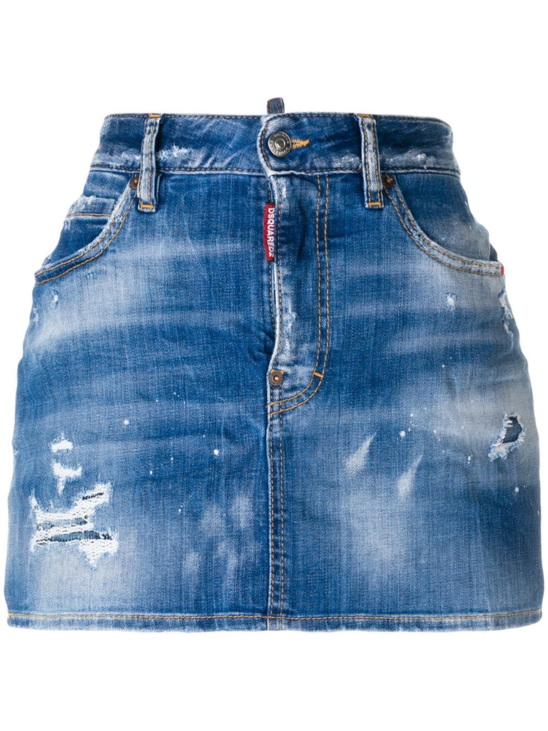 distressed denim skirt