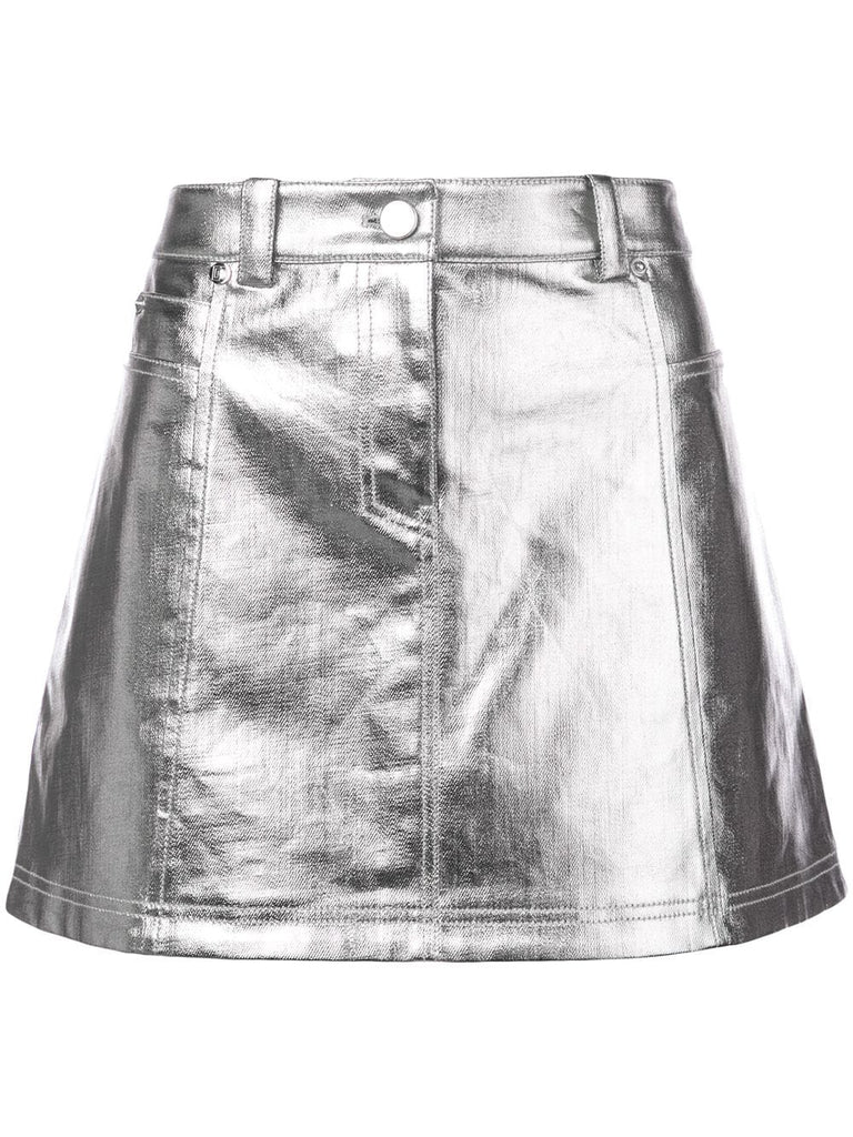 metallic mini skirt