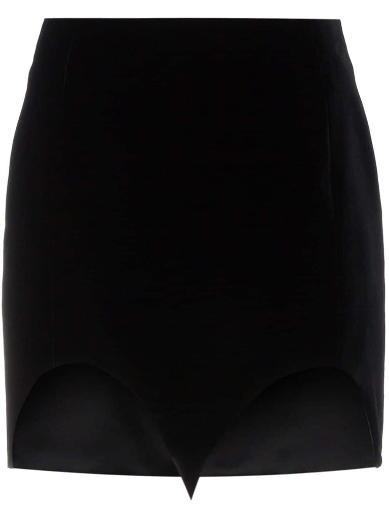 Silk Cut Out Hem Mini Skirt