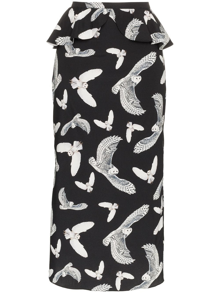 owl print midi skirt