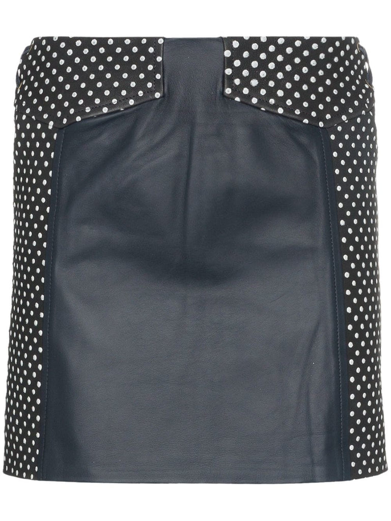 Sofia high-waisted polka dot leather skirt