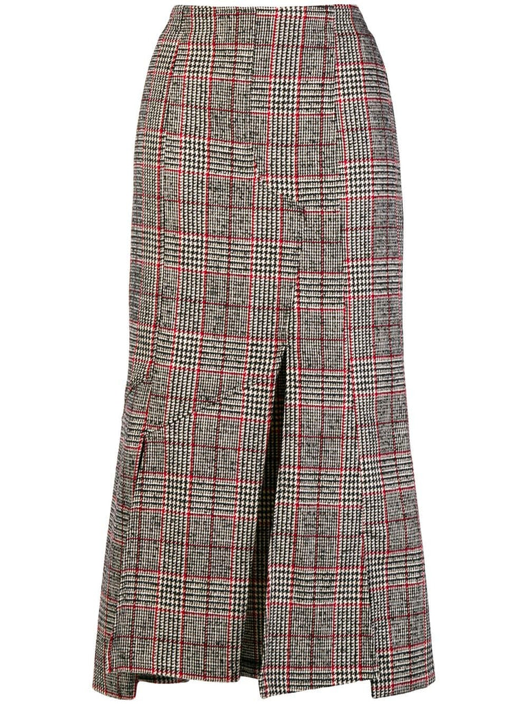 checked print fitted skirt