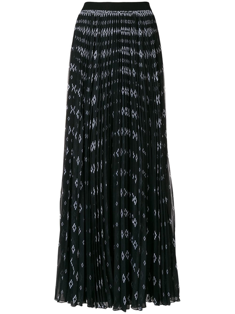 printed pleated maxi skirt