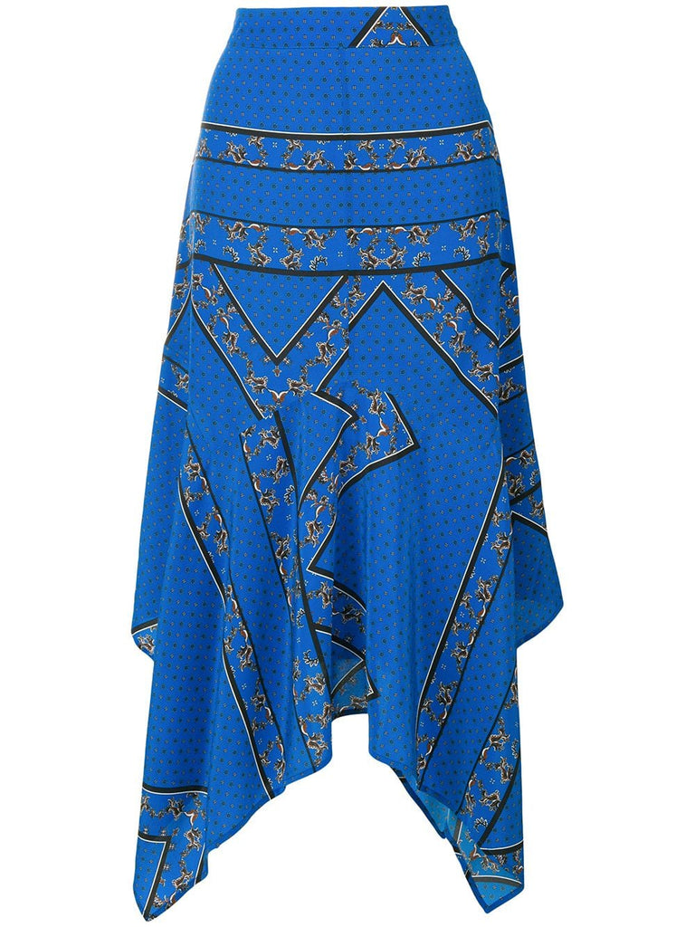 printed handkerchief-hem skirt