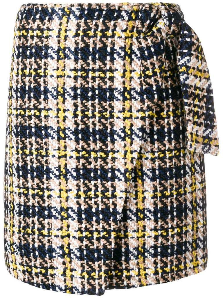 knitted wrapped plaid skirt