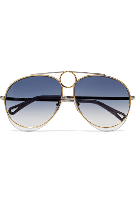 Aviator-style gold and silver-tone sunglasses