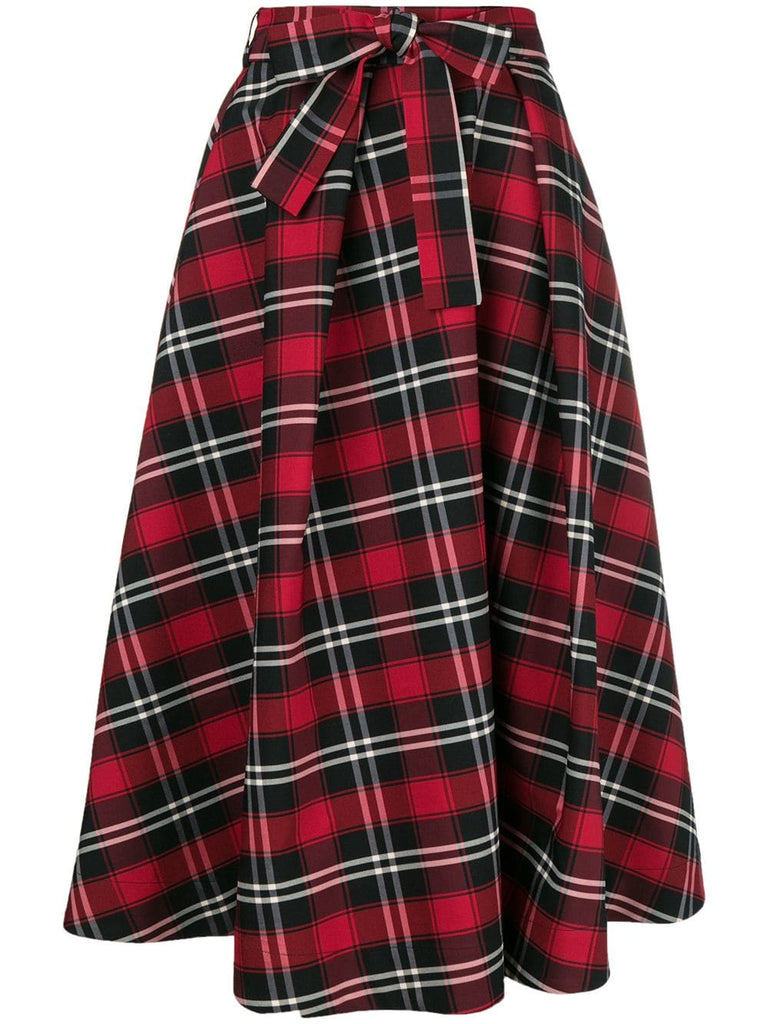 checked midi skirt