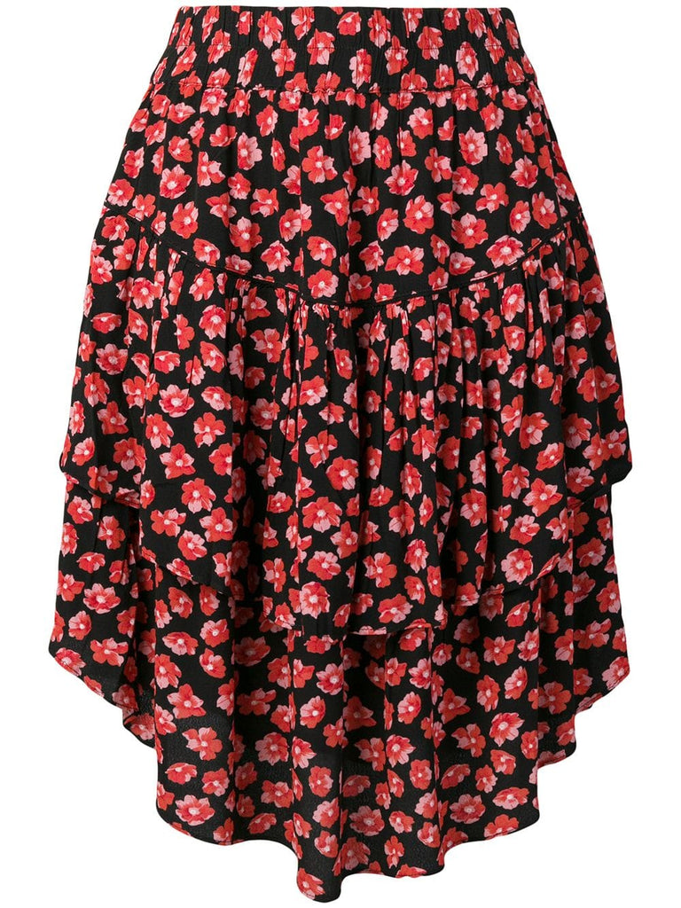 Lindale crepe floral-print skirt