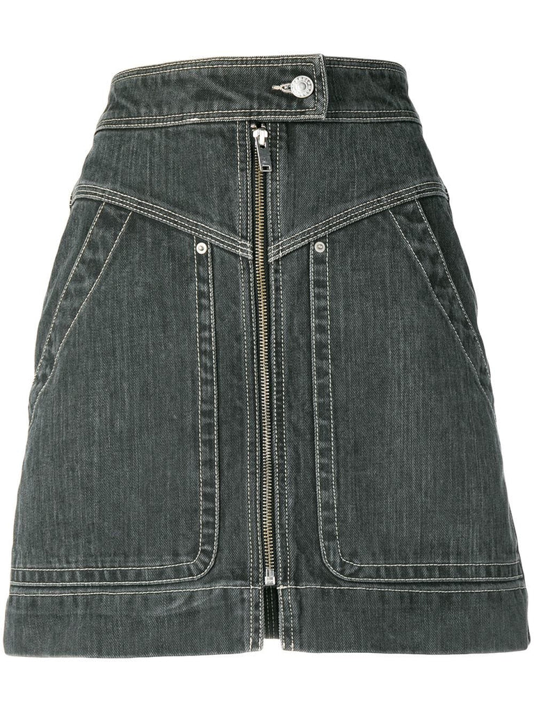 zipped denim mini skirt