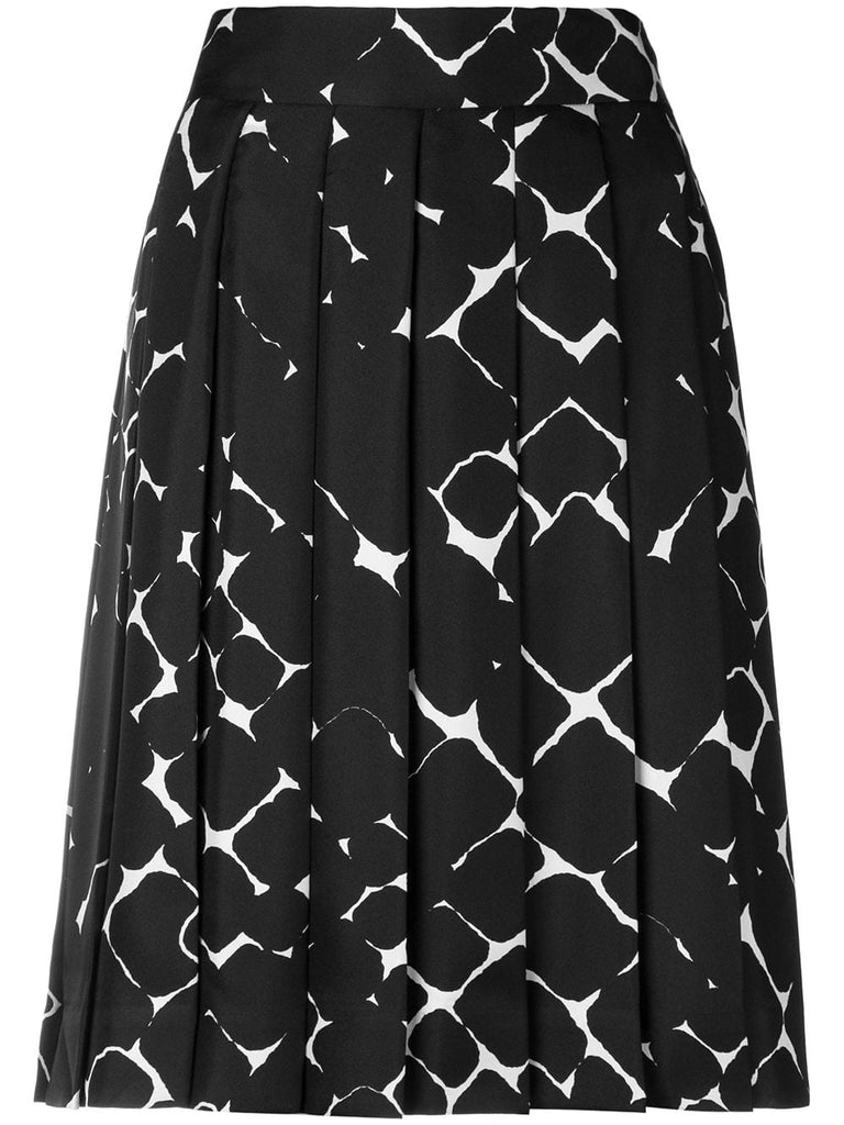 pleated abstract diamond silk skirt