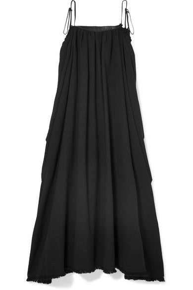 Zacnite leather-trimmed cotton-gauze maxi dress