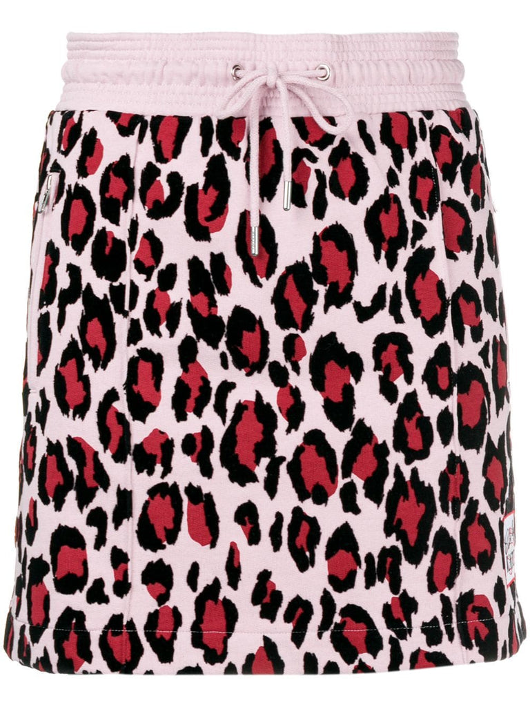 leopard-print track skirt