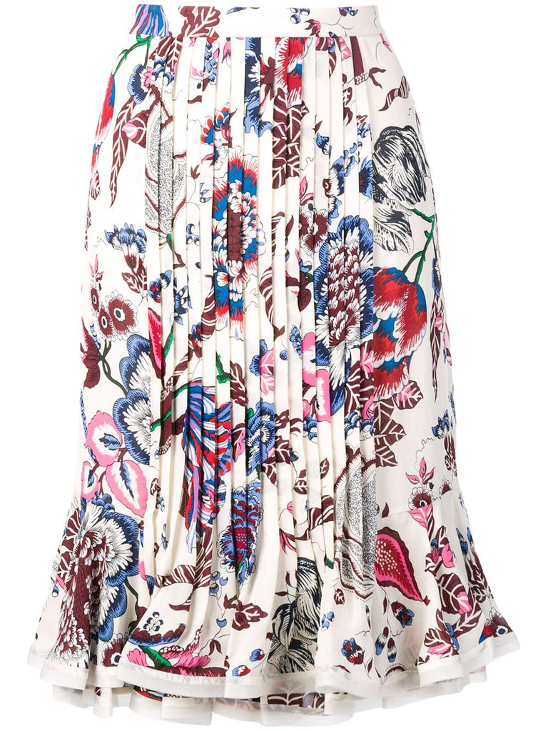 floral pleated midi skirt