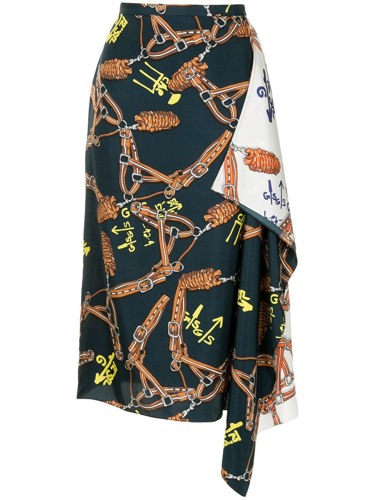 Renzo scarf print asymmetrical skirt