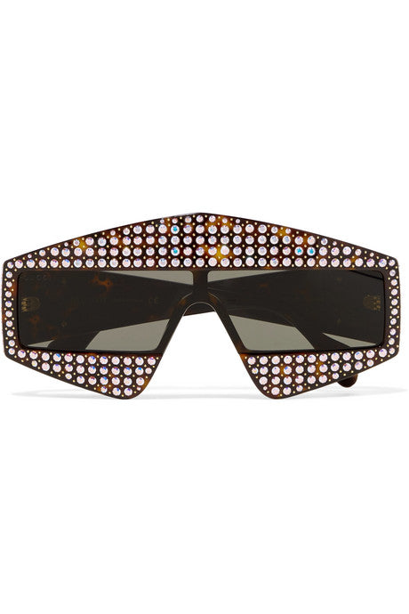 Crystal-embellished square-frame acetate sunglasses