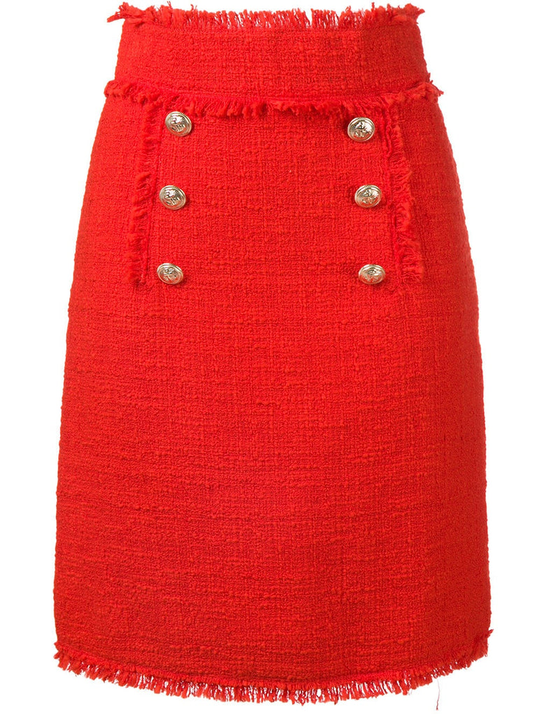 bouclé tweed frayed skirt