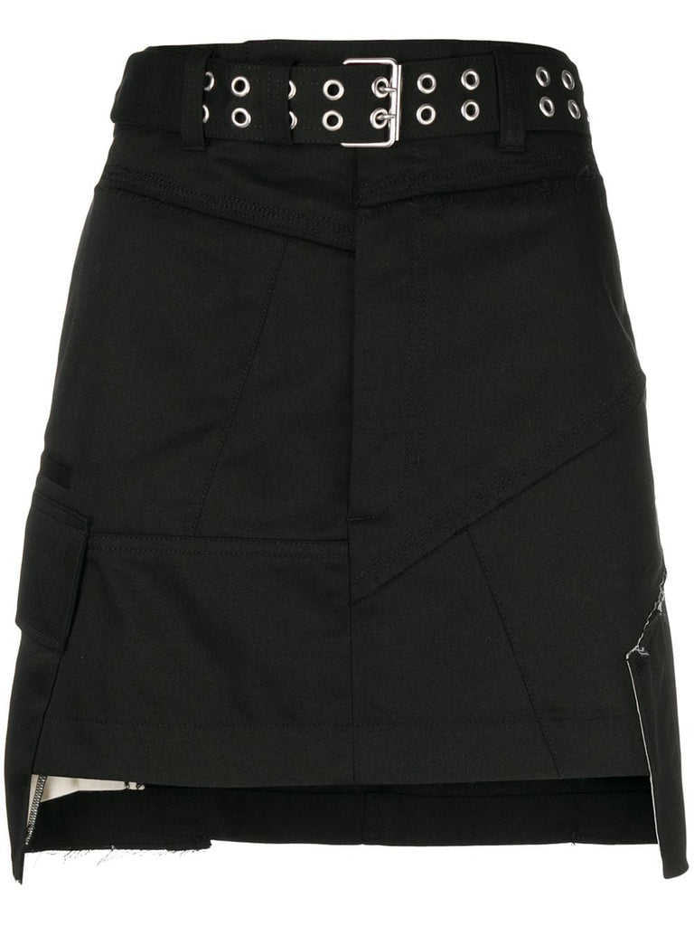 military patch mini skirt