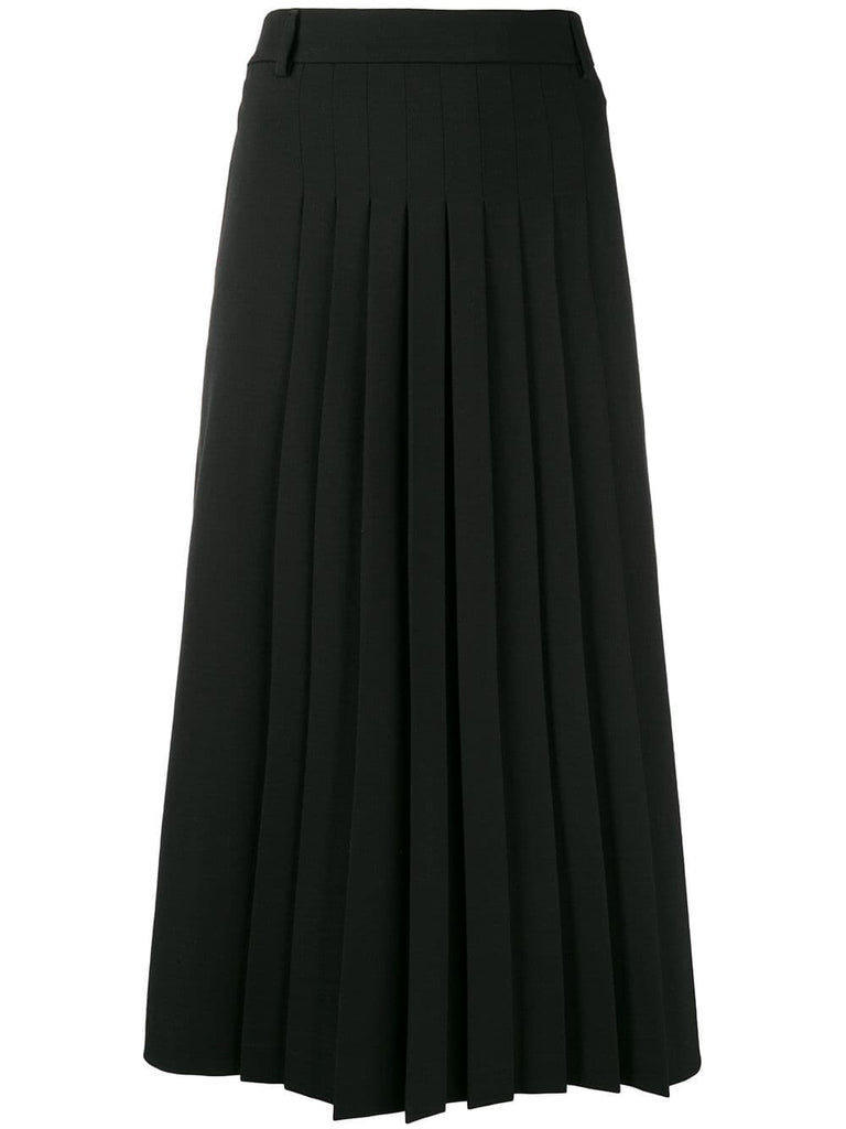 pleated mid skirt