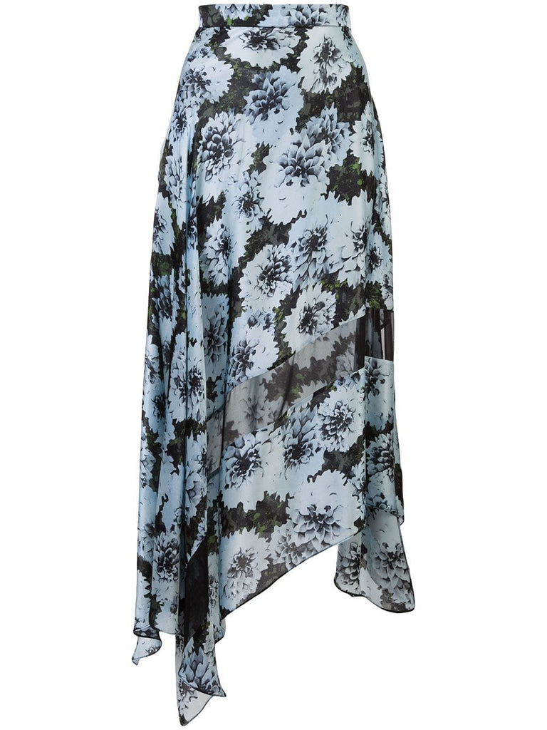 floral print asymmetric skirt