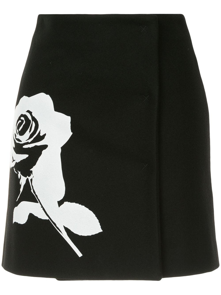 printed rose mini skirt