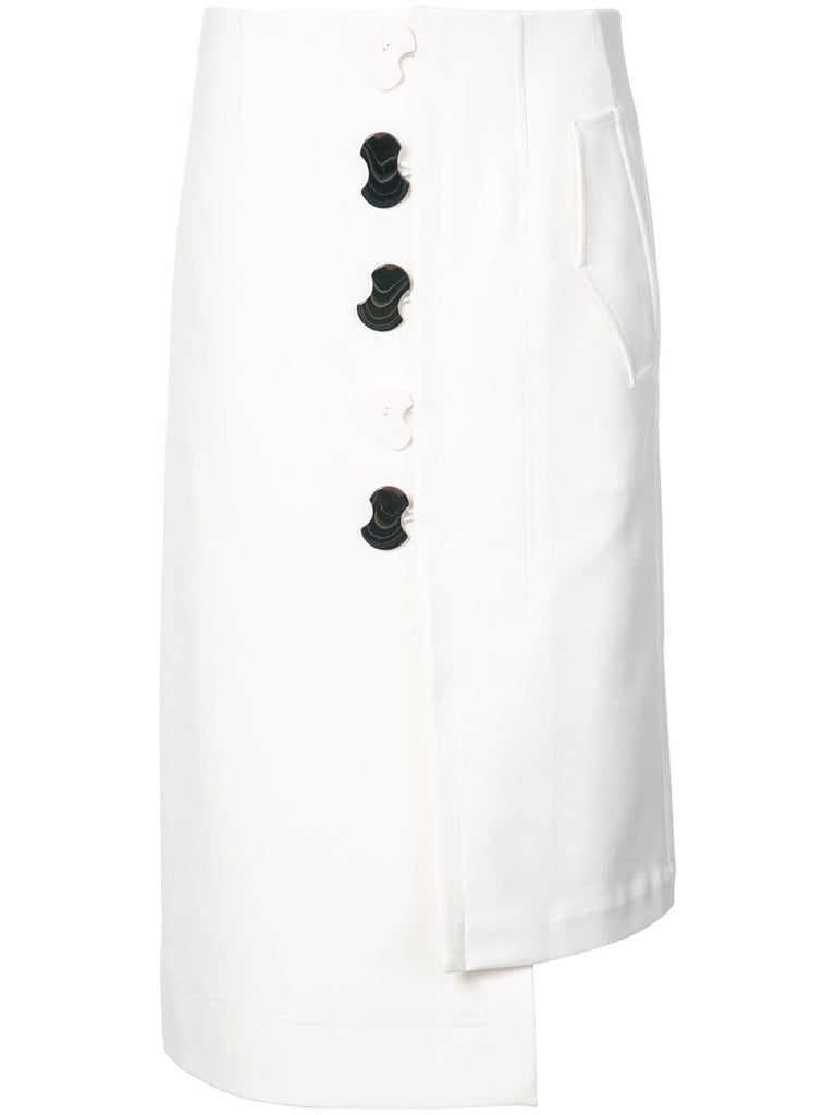 contrast button asymmetric skirt