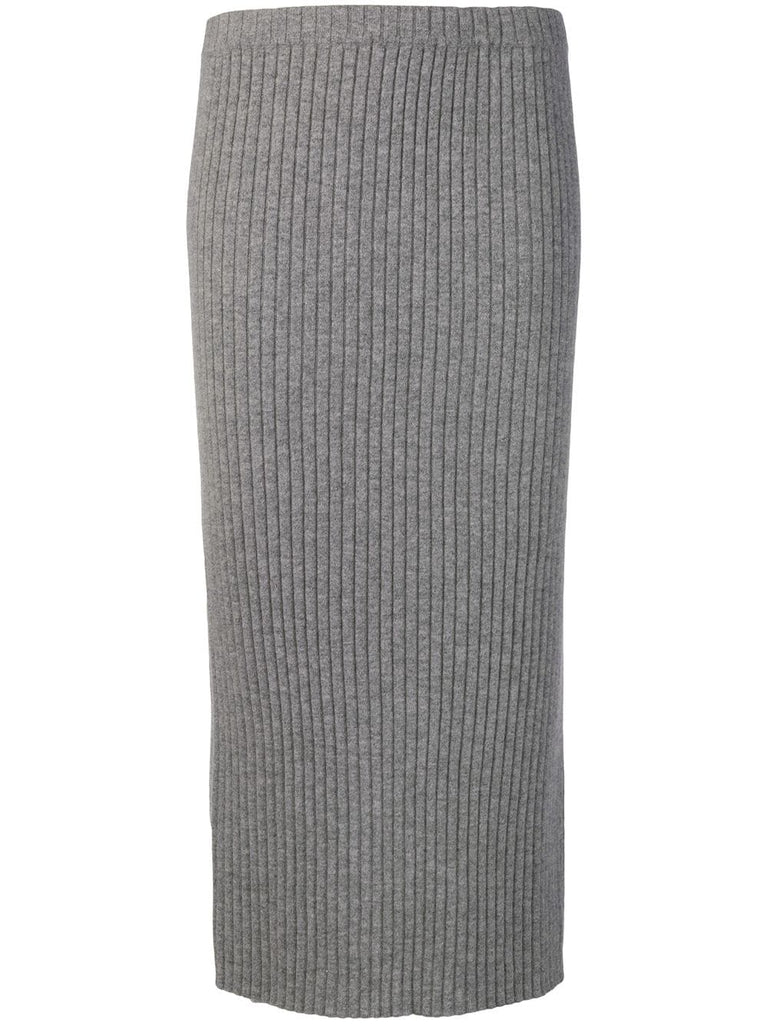 ribbed knit midi skirt