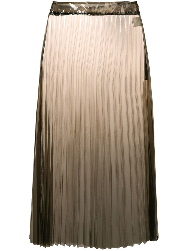 clear pleated PU midi skirt