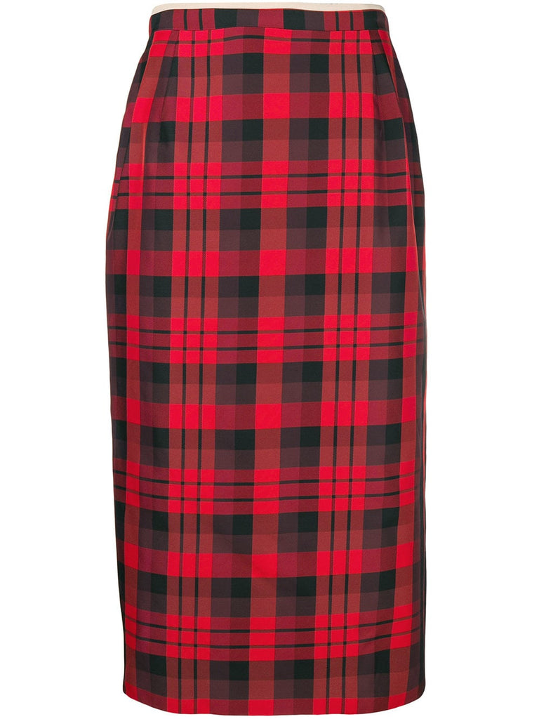 tartan midi pencil skirt