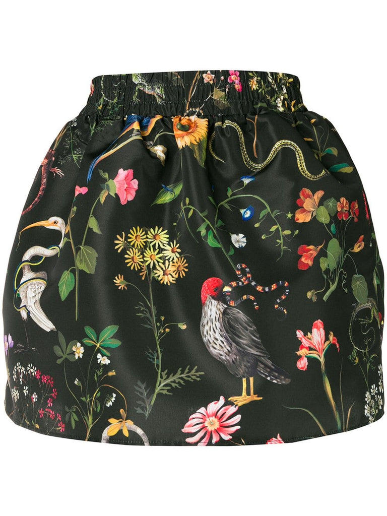 botanical-print mini skirt