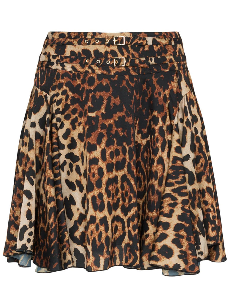 high waisted leopard print mini skirt