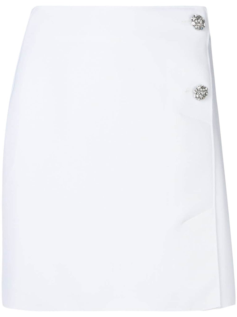 crystal button mini skirt