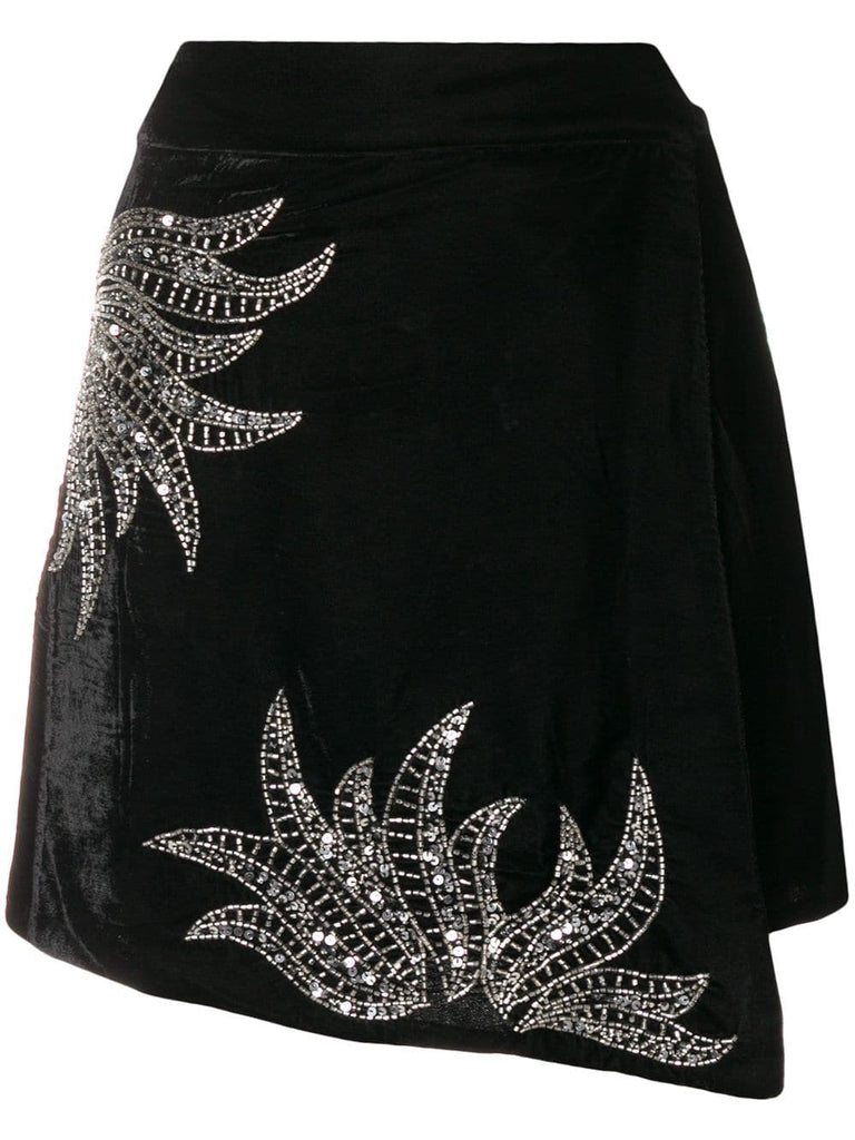 embellished ruched mini skirt