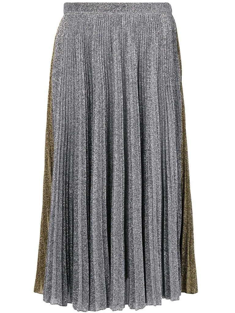 two-tone metallic pleated skirt