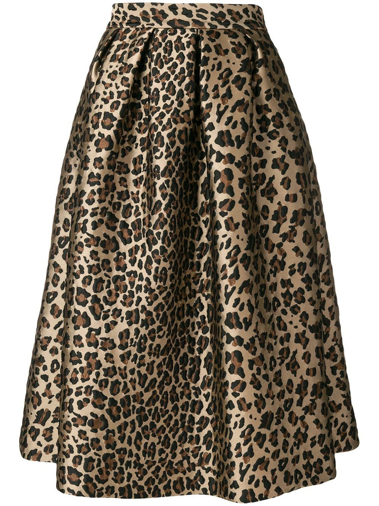 leopard print flared skirt