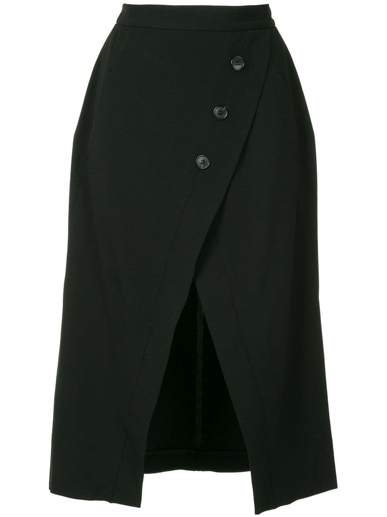 button front slit skirt