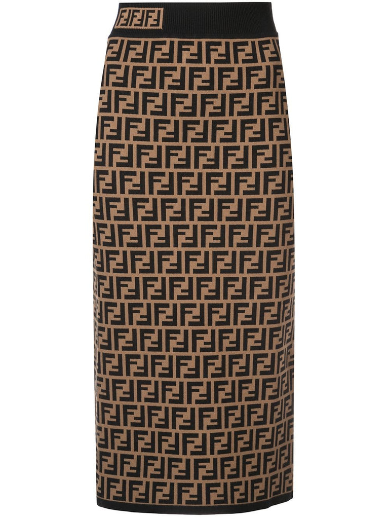 monogram midi skirt