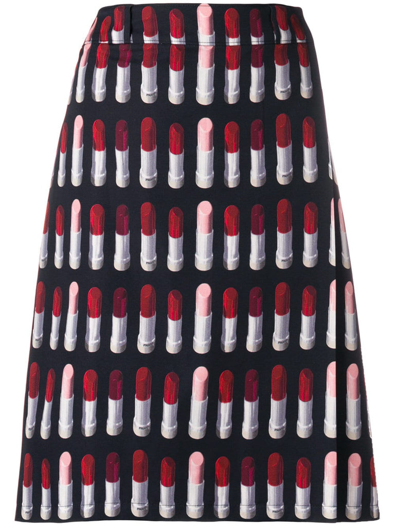 lipstick print A-line skirt