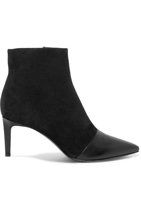 Beha paneled leather and suede ankle boots