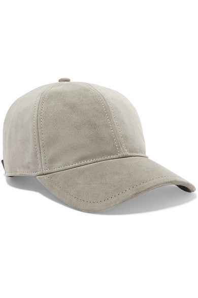 Marilyn leather-trimmed suede baseball cap