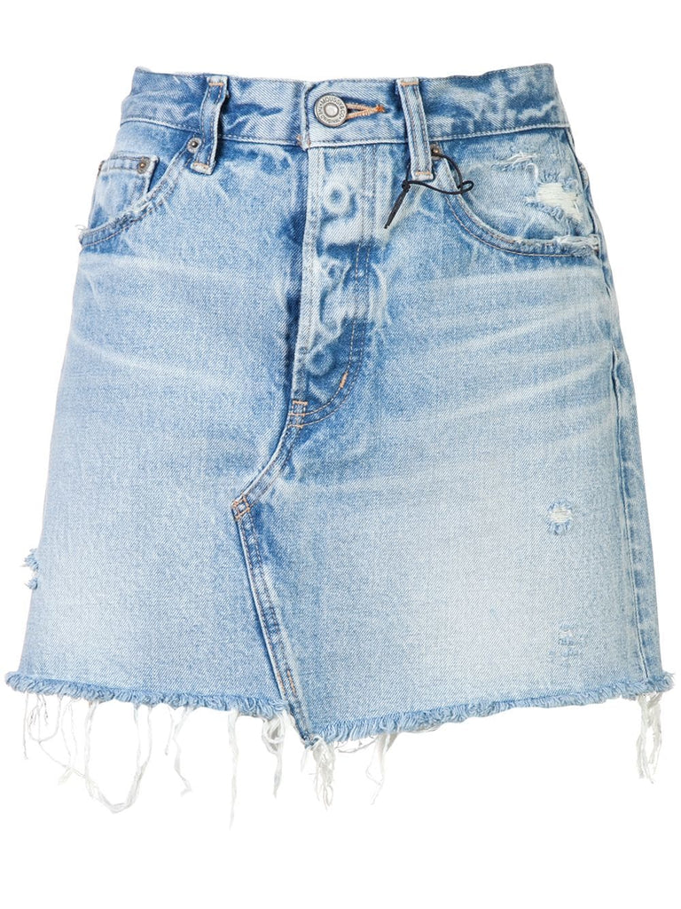 raw hem denim skirt