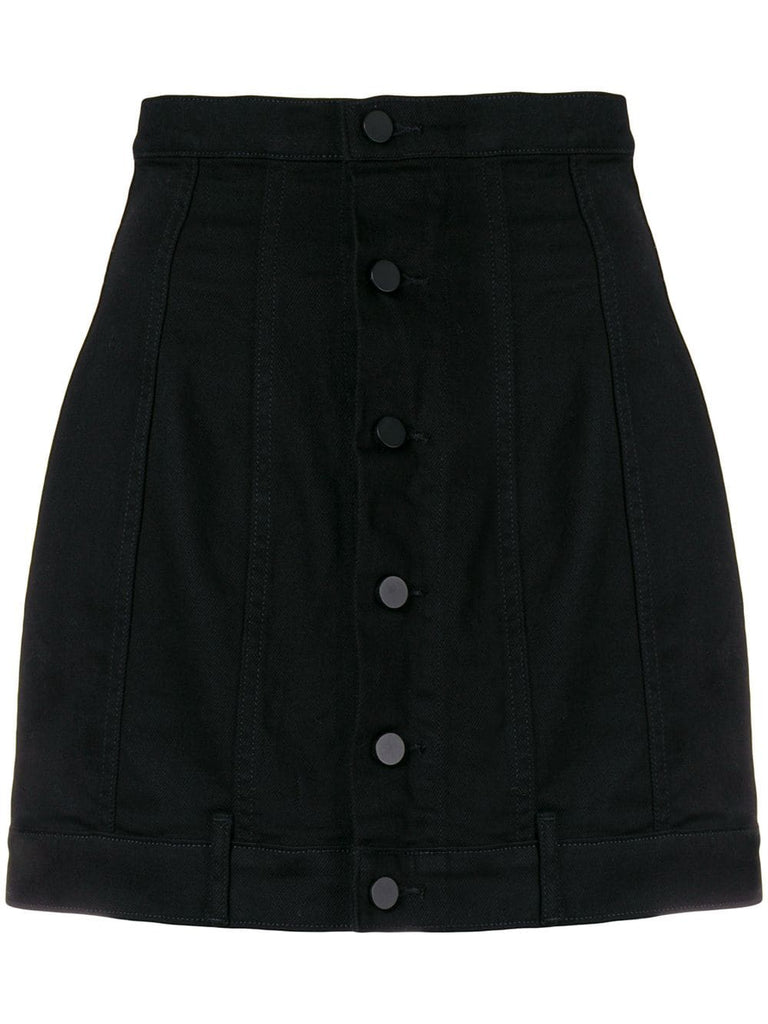 seamed fitted denim skirt