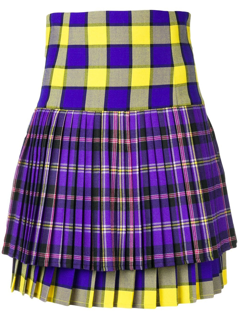 pleated tartan mini skirt