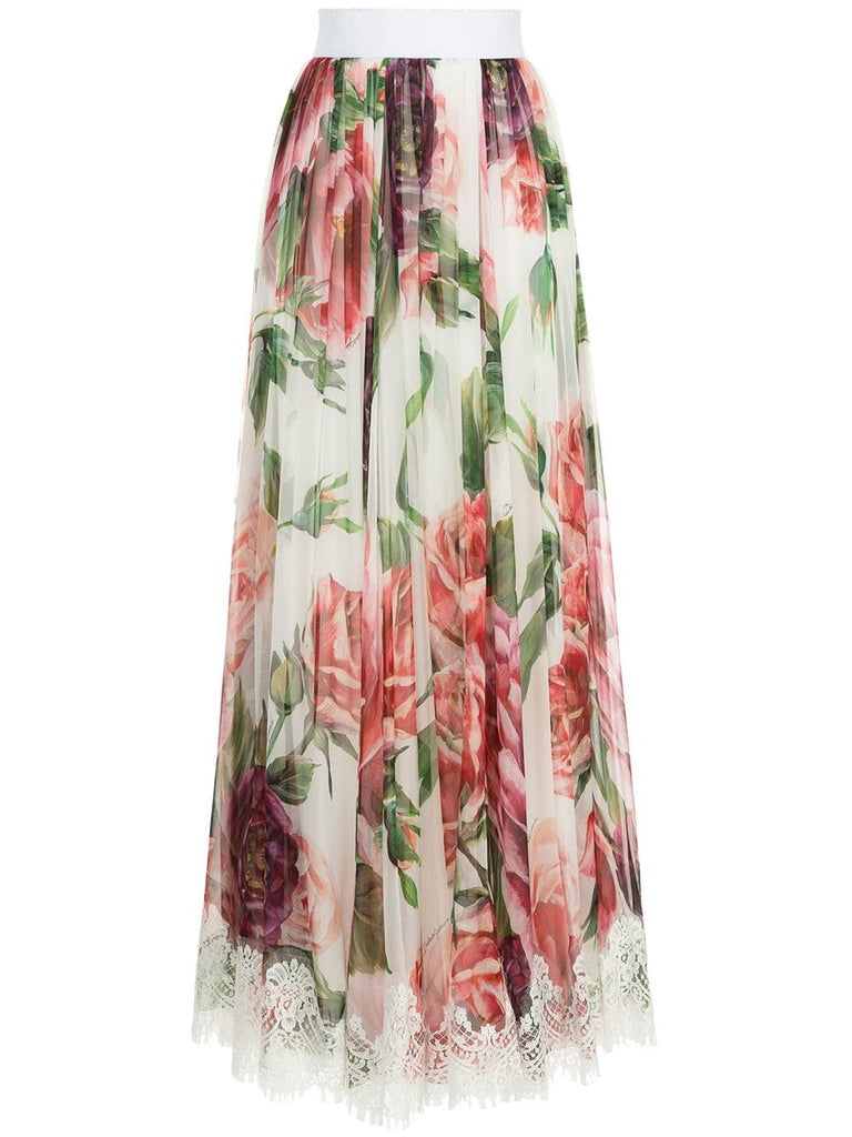 peony print long skirt