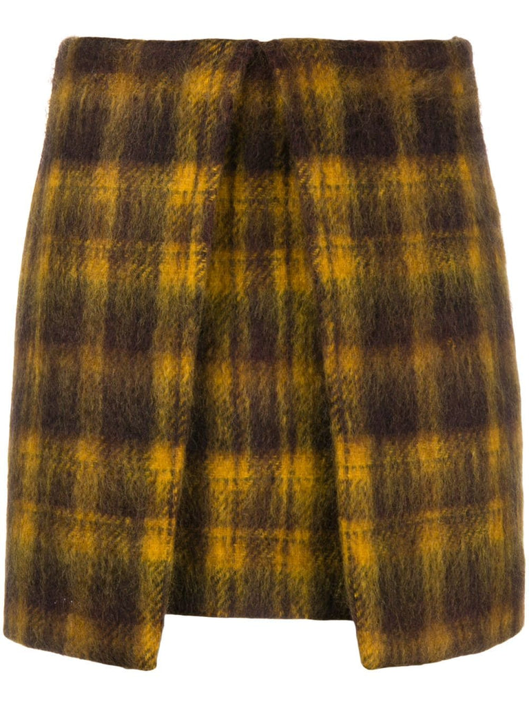 checked A-line mini skirt