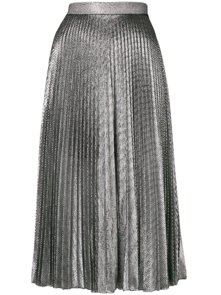 pleated lamé mesh skirt