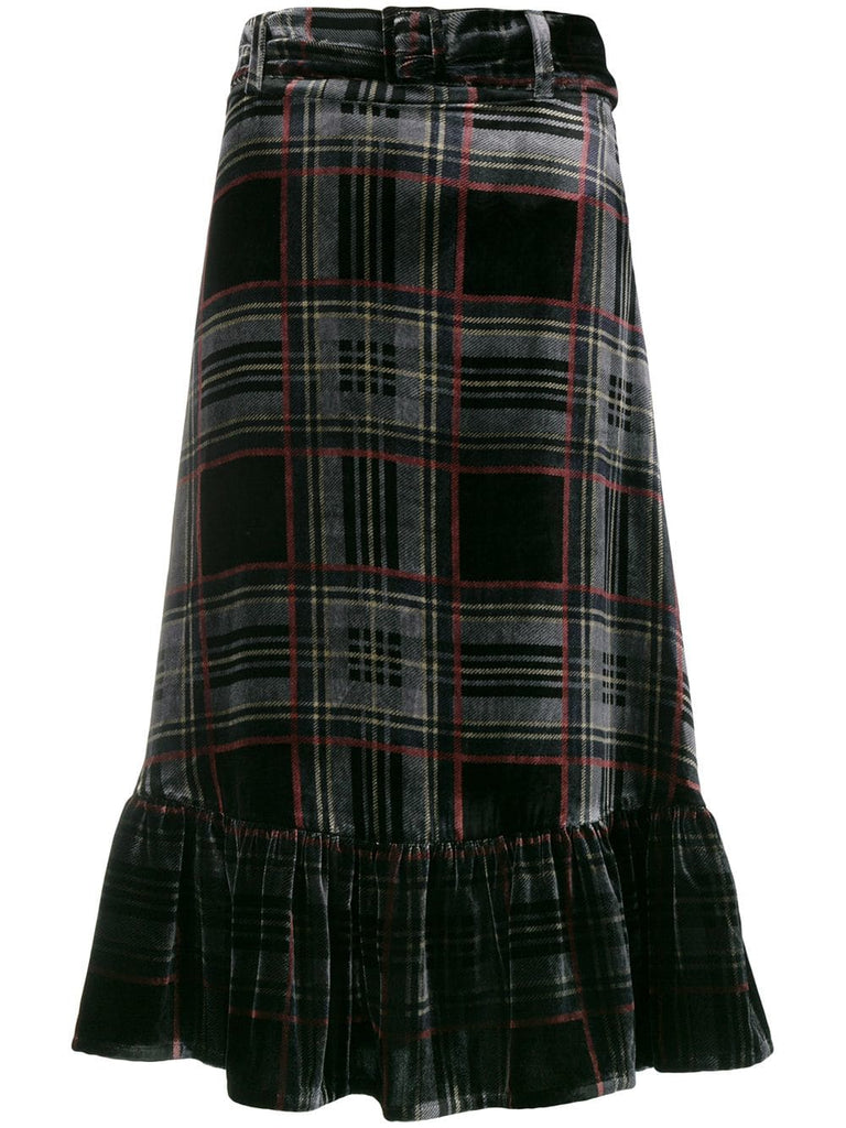 tartan midi skirt