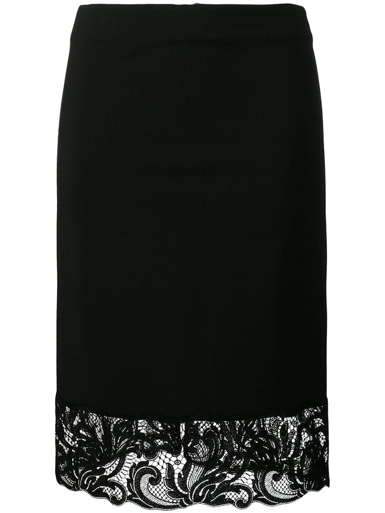 lace trim pencil skirt